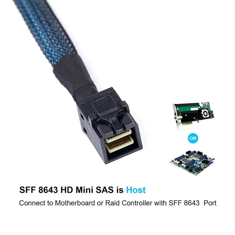 ADCAUDX كابل MINI SAS إلى SATA: 1M SFF-8643 إلى كابل تفريغ SATA للأمام Mini SAS HD SFF8643 المتحكم إلى كابل القرص الصلب (3.3 قدم) - Image 2